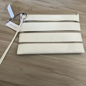 REBECCA MINKOFF WHITE CAGE LARGE ZIP CLUTCH